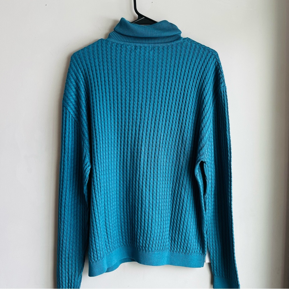 Barrie Bricken Elegant Teal Women's Turtleneck Sweater 100% Silk XL NWOT - Picture 2 of 8